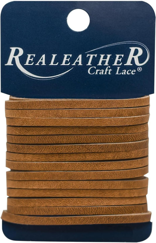Realeather Crafts ROC040260 Chieftain 1.25" x Leather Latigo Lace, 125" by 4 yd Carded, Brown