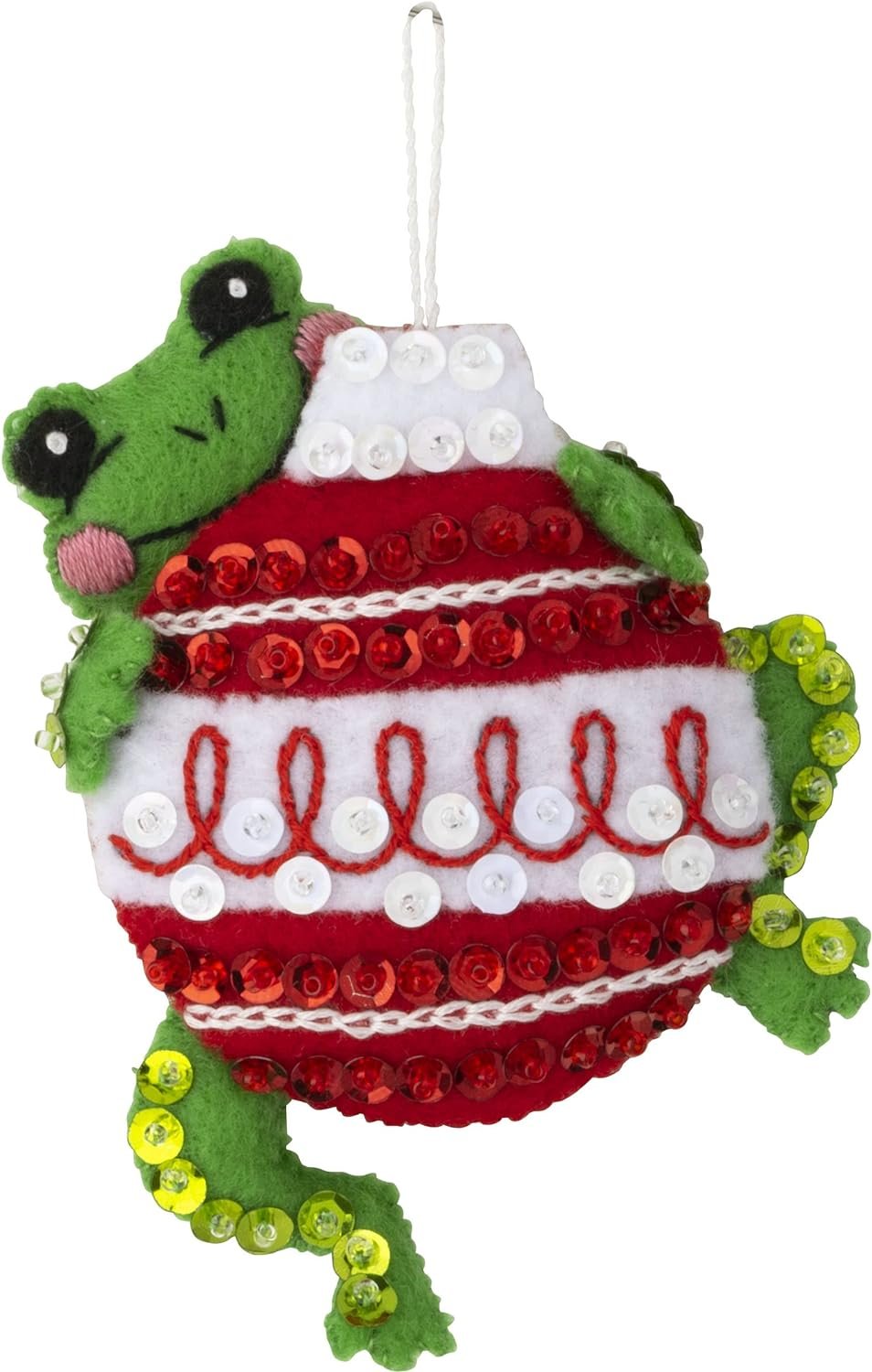 Bucilla Felt Applique 6 Piece Ornament Making Kit, Hoppy Holidays, Perfect for DIY Arts and Crafts, 89468E