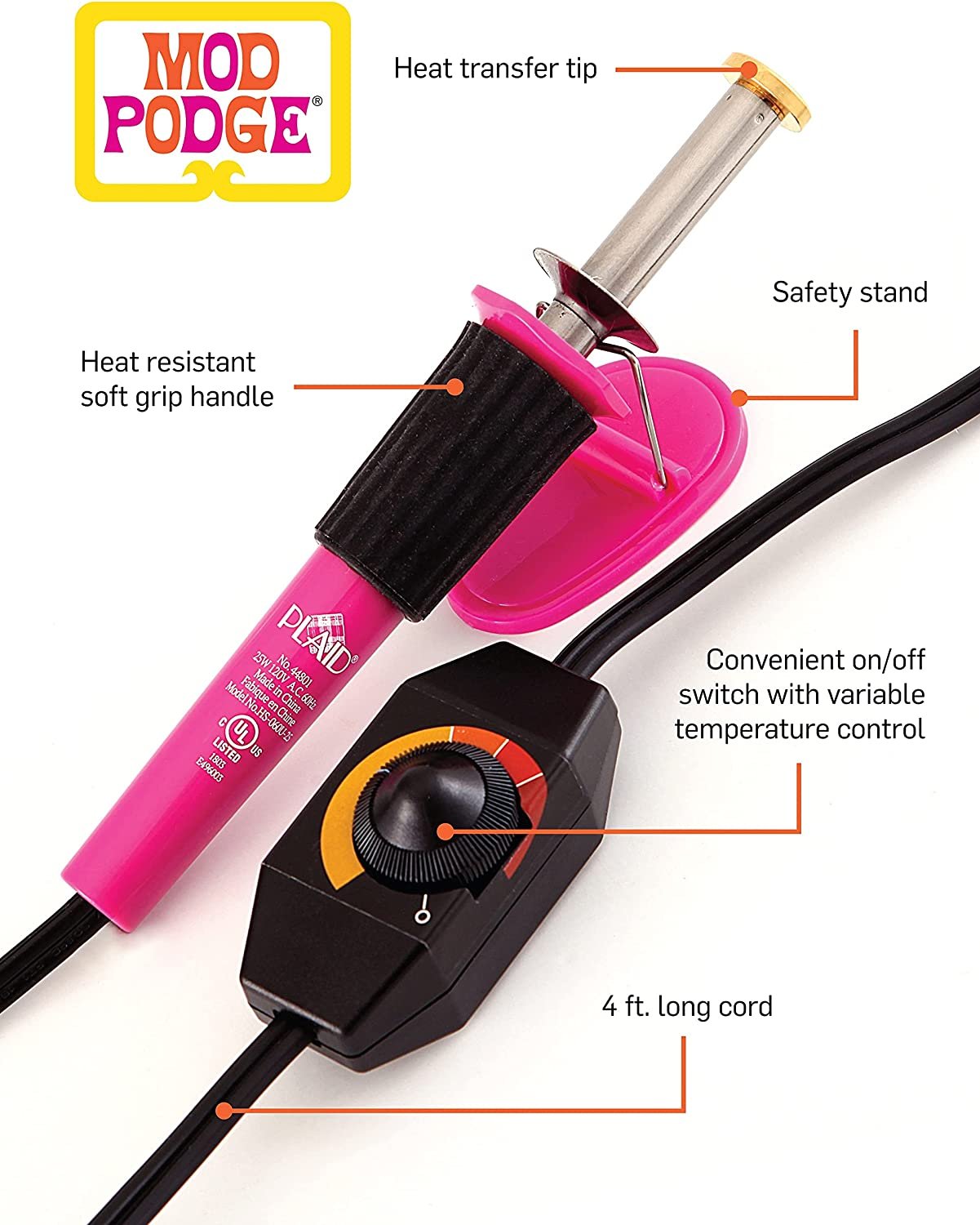 Mod Podge 3-Piece Photo, Lightweight Easy-to-Use Transfer Tool with Variable Temperature Control and Pen-Like Grip, Perfect for DIY Arts and Craft Supplies, 44801, Multi