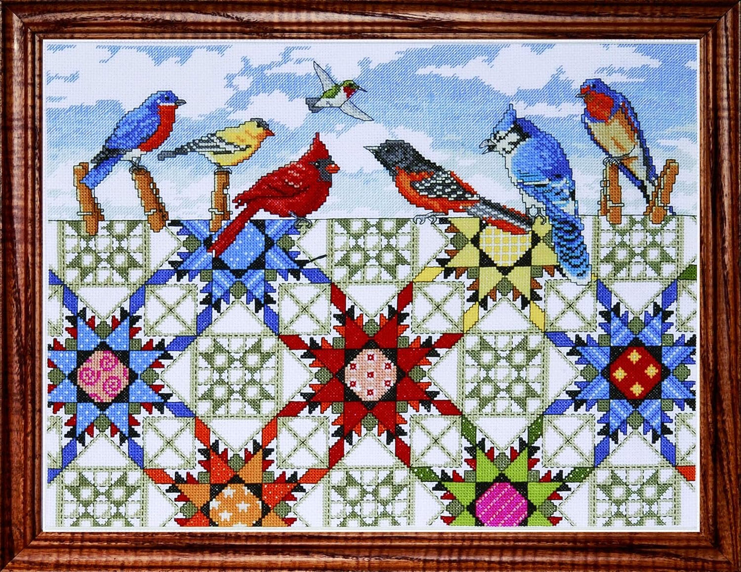Tobin Feathered Stars, 12'' x 16' Counted Cross Stitch Kit, Red