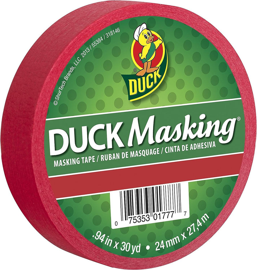 Duck 240818 Masking Tape, 0.94-Inch x 30-Yard, Red