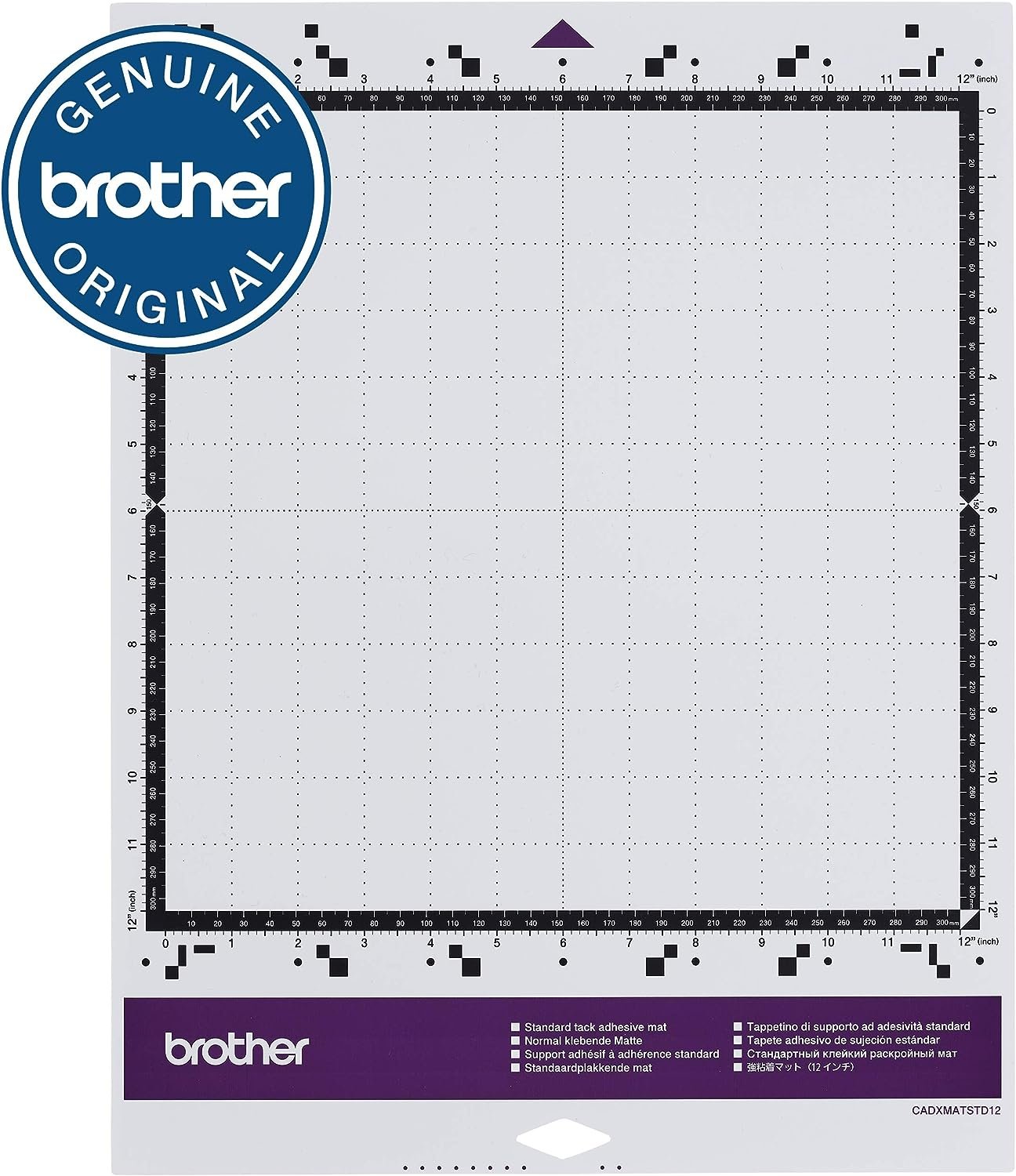 Brother ScanNCut DX Mat CADXMATSTD12, 12" x 12" Standard Tack Adhesive Mat for Cardstock, Vinyl, Foam and More, Use with Brother Cutting Machines