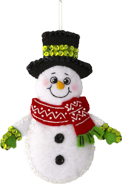 Bucilla Felt Applique 6 Piece Ornament Making Kit, Snow Much Fun, Perfect for DIY Arts and Crafts, 89492E
