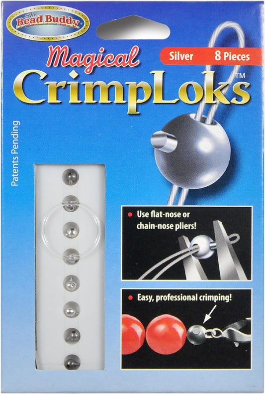 Bead Buddy 8 Piece Magical Crimploks Silver - Clasps for Jewelry Making - Jewelry Clasps and Closures - Silver