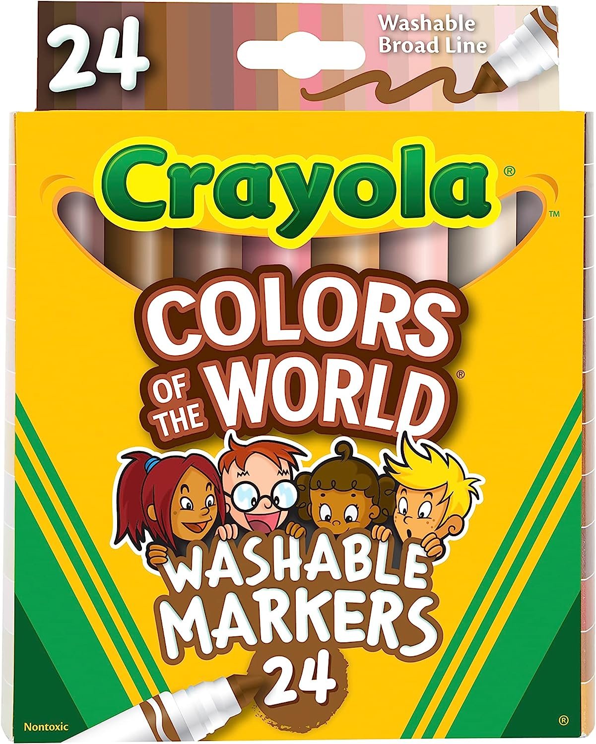 Crayola Colors of The World Skin Tone Markers, Classroom Supplies, Gift for Kids, 24 Count (Styles Vary)
