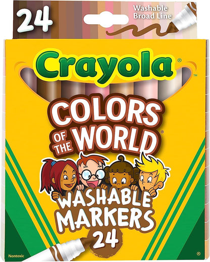 Crayola Colors of The World Skin Tone Markers, Classroom Supplies, Gift for Kids, 24 Count (Styles Vary)
