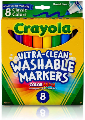 Crayola Ultra-Clean Washable Markers, Broad Line, 8 Count