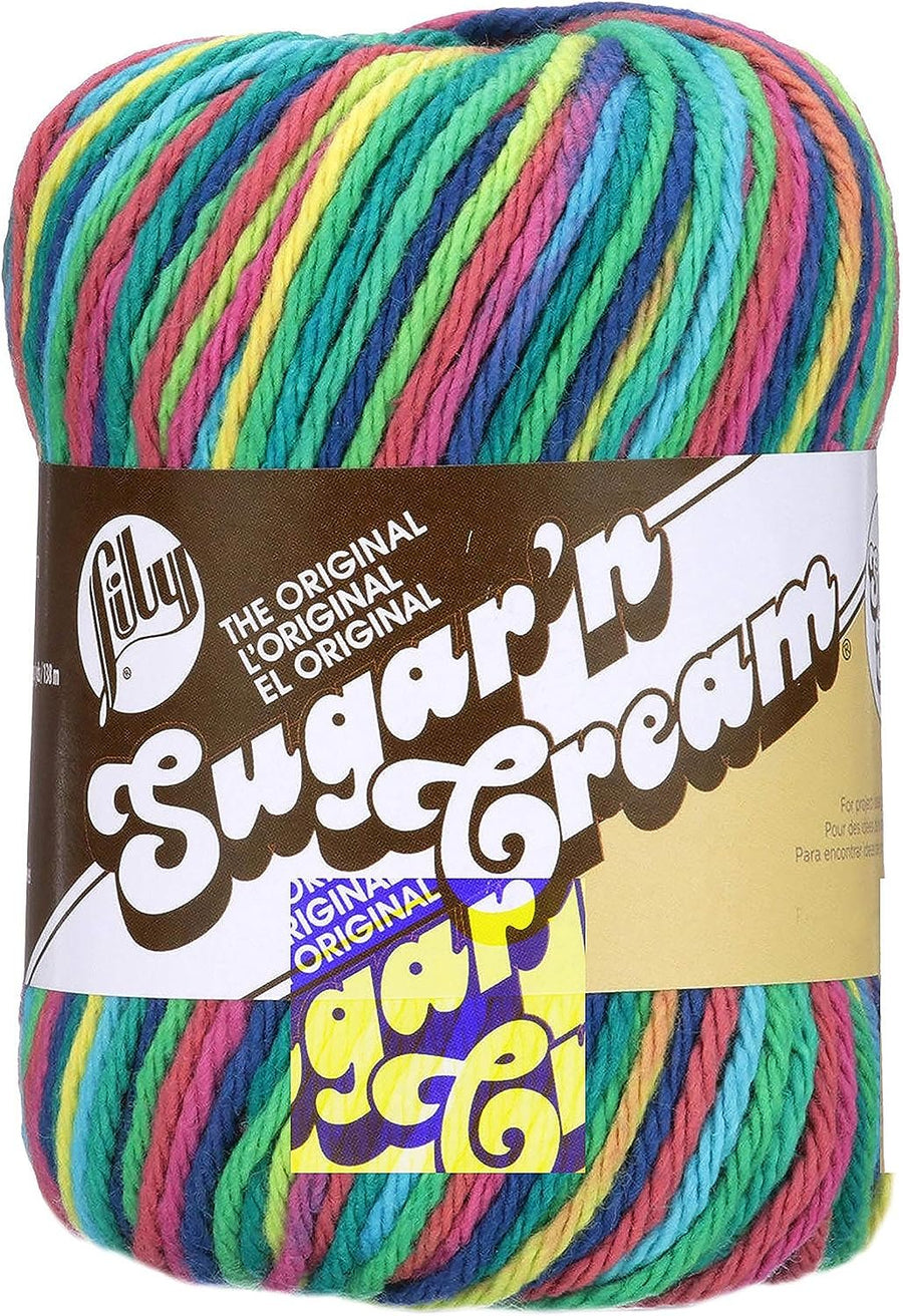 Lily Sugar'n Cream Super Size Ombres Yarn, 3 oz, Psychedelic, 1 Ball