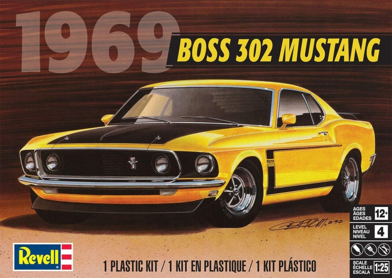 Revell 85-4313 ‘69 Boss 302 Mustang Car Kit 1:25 Scale 109-Piece Skill Level 4 Plastic Model Building Kit