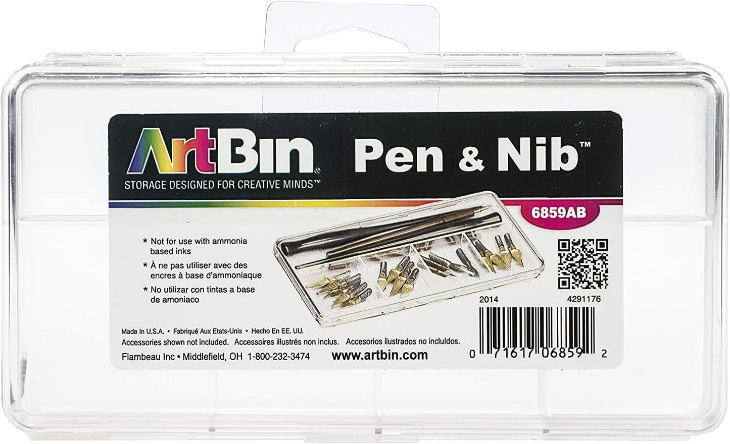 ArtBin 6902AG Slim Line Pen & Pencil Box, Small Art & Craft Organizer, [1] Plastic Storage Case, Translucent