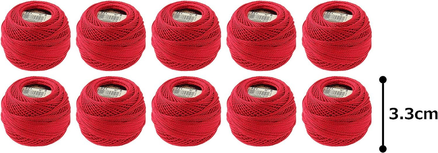 DMC 116 8-321 Pearl Cotton Thread Balls, Red, Size 8