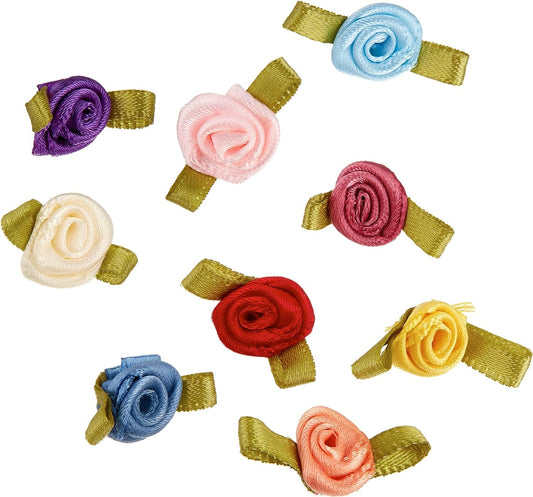 Offray Ribbon Roses 40/Pkg, Assorted Colors