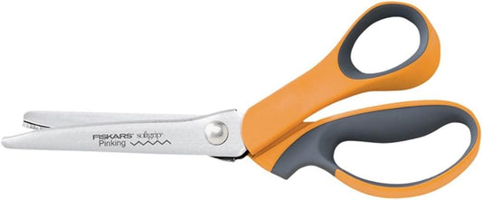 Fiskars 8 Inch Softgrip Pinking Shears (198980-1002), Softgrip Handle, Steel and Orange