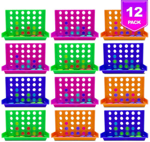 Pixiss Travel Size Miniature 4 in a Row Connect Board Game (12 Pack), Worlds Small 4 Row Connect Game for Gift Bags, Party Favors, Stocking Stuffers