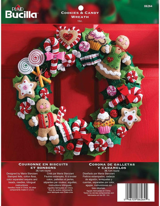 Bucilla Felt Applique Wreath Kit, 15-Inch Round, 86264 Cookies & Candy