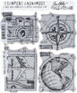 Stampers Anonymous Tim Holtz Cling Rubber Stamp Set, 7 by 8.5-Inch, Travel Blueprint