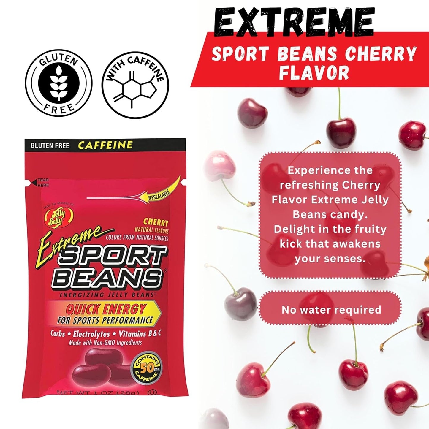 Jelly Belly Sports Beans Berry Flavor (3 pack of 1oz bags) with Mini Candy Dispenser (7.5cm x 2.5cm) - Energy Jelly Beans for Sports and Small Travel Case for Athletes, Runners, Travel, Desktop, etc