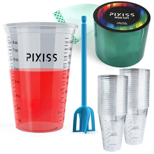 Epoxy Resin Tape Mold Release Tuck Tape, 20 Disposable Measuring Resin Mixing Cups, Epoxy Resin Mixer Silicone Paddle, UV Tape Release Film