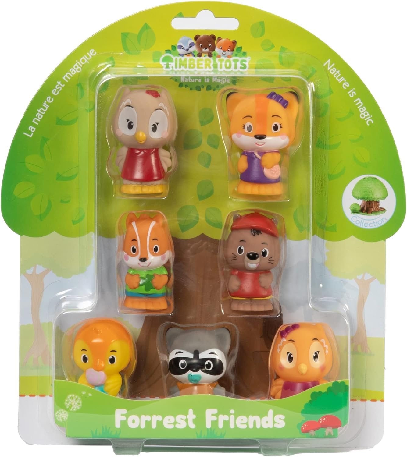 Fat Brain Toys Timber Tots Forest Friends Set of 7 - Classic Imaginative Play for Ages 2+