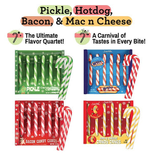 Archie McPhee Candy Canes Pickle and Hot Dog Flavors - Pickle Flavored Candy Canes and Hot Dog Flavored Candy Canes - Weird Candy Cane Bundle