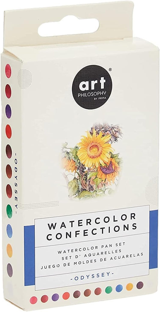 Prima Marketing Watercolor Confections ART PHILOSOPHY Confections Watercolour Pans Odyssey 12pk