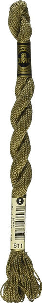 DMC 115 5-611 Pearl Cotton Thread, Drab Brown, Size 5