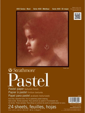 Strathmore 400 Series Pastel Pad, Assorted Colors, 11"x14" Glue Bound, 24 Sheets