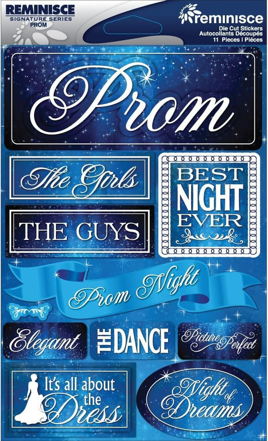 Reminisce Signature Dimensional Stickers, 4.5 by 6-Inch Sheet-Prom