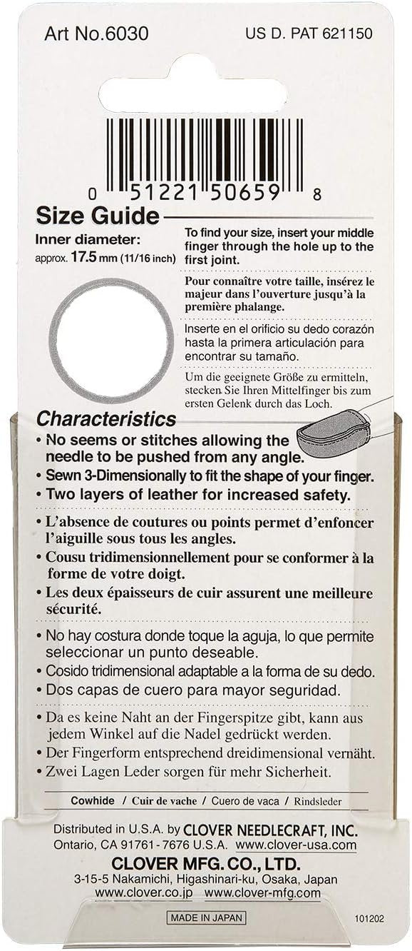 Clover Natural Fit Leather Thimble Large