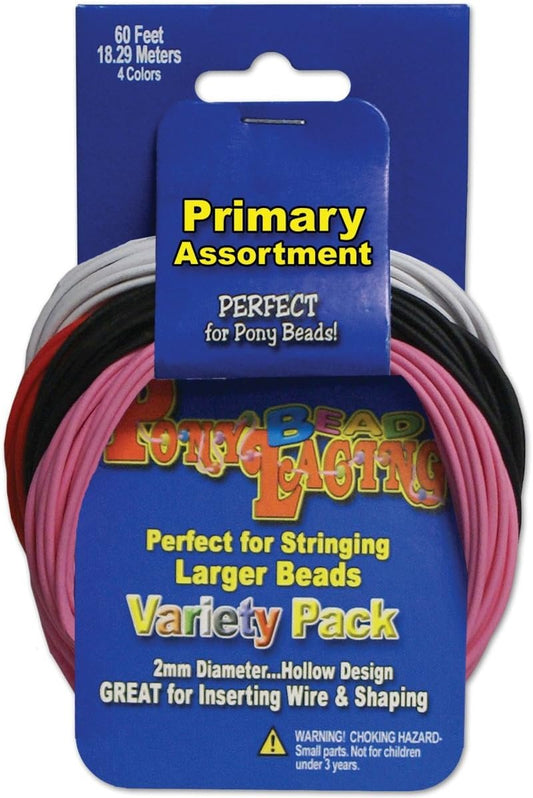 Pepperell Pony Bead Lacing Cord Variety Pack, 60-Feet, Neon Colors