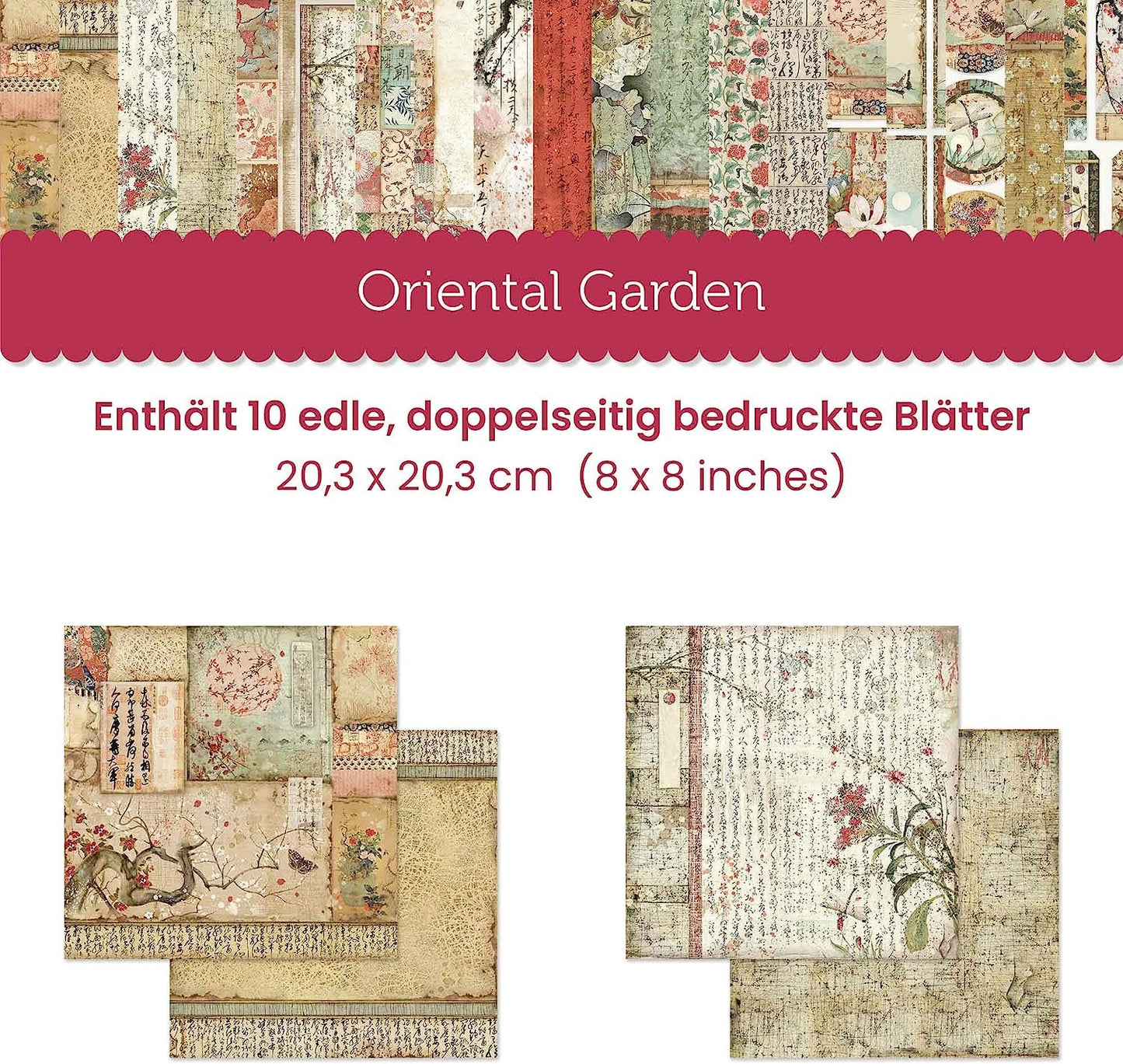 STAMPERIA INTERNATIONAL, KFT Paper PAD 8X8 10PK Oriental G, 20.3 x 20.3 (8" x 8"), Multicoloured