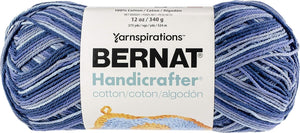 Bernat Handicrafter Cotton Yarn, Gauge 4 Medium Worsted, Blue Camo