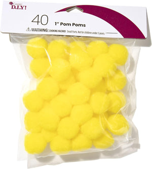 Cousin DIY Yellow 1 inch Poms, 40 Pack