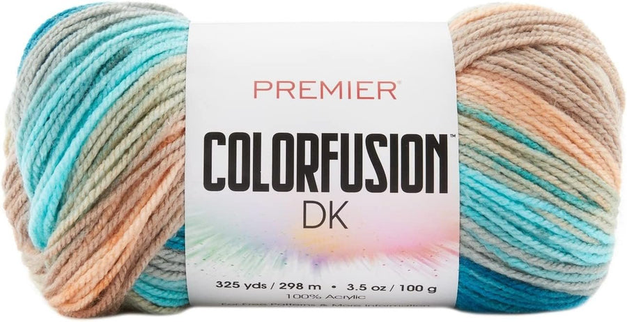 Premier Yarns Colorfusion DK Weight Yarn, Acrylic Yarn with Colorful Self-Striping Hues, Machine-Washable, Tropical, 3.5 oz, 325 Yards