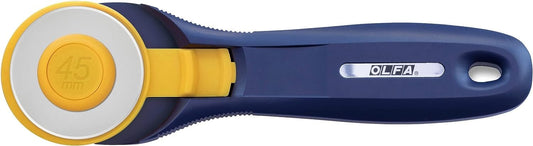 OLFA 45mm Quick-Change Rotary Cutter (RTY-2C/NBL) - Rotary Fabric Cutter w/ Blade Cover for Crafts, Sewing, Quilting, Replacement Blade: OLFA RB45-1 (Navy)