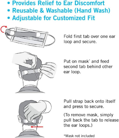VELCRO Brand Face Mask Extender includes 4 Black Straps, 12” x 1” Comfortable and Adjustable Ear Savers, VEL-30084-USA