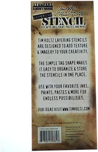 Stampers Anonymous THS-032 Tim Holtz Layered Flourish Stencil, 4.125 x 8.5