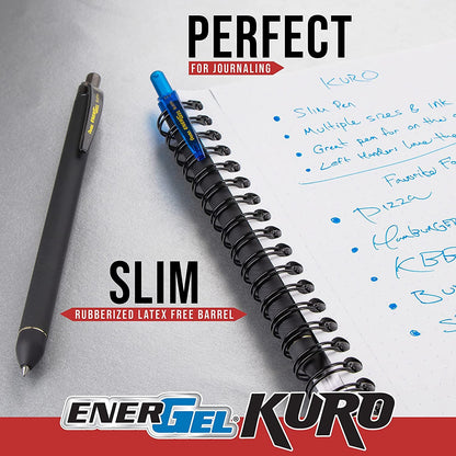 Pentel EnerGel Kuro Gel Pen, (0.7mm) Medium line, Assorted Ink,12 Pack (BL437R1BP12M)