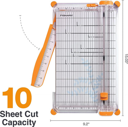 Fiskars SureCut™ Deluxe Craft Paper Trimmer - 12” Cut Length - Craft and Office Paper Cutter with Grid Lines - White