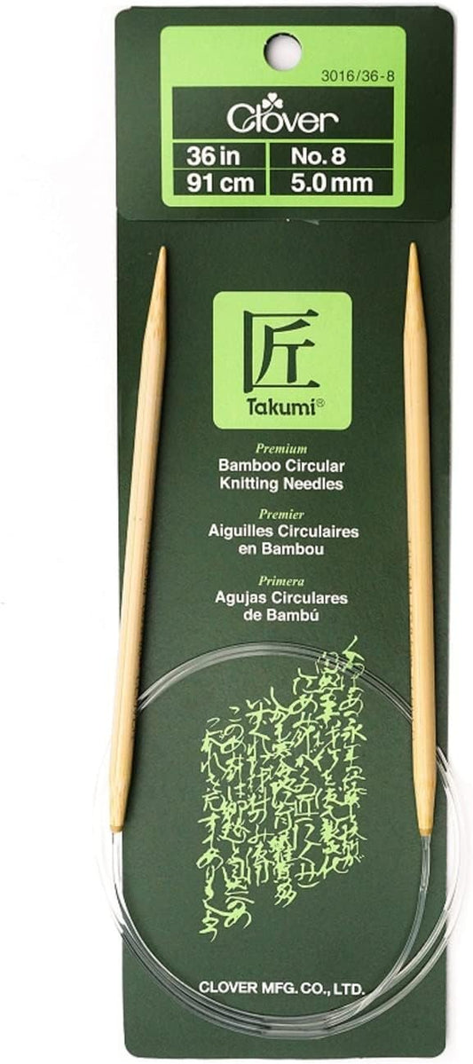 Clover Takumi Bamboo Circular 36-Inch Knitting Needles, Size 8