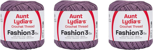 Aunt Lydia Fashion Plum Crochet - 3 Pack of 150y/137m - Cotton - Gauge 3 - Crochet
