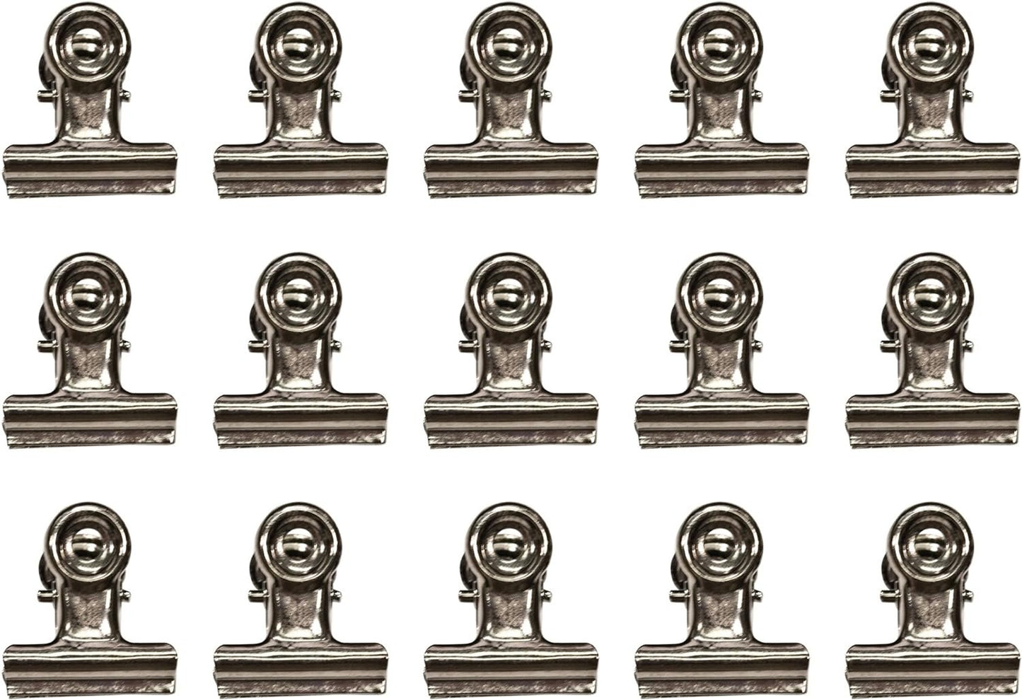 Advantus Hinge Clips, Antique Satin Nickel Finish, Pack of 15 Miniature Metal Bulldog Clips, 7/8 x 7/8 Inch, TH92692