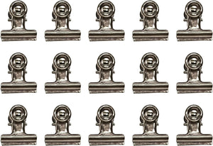 Advantus Hinge Clips, Antique Satin Nickel Finish, Pack of 15 Miniature Metal Bulldog Clips, 7/8 x 7/8 Inch, TH92692