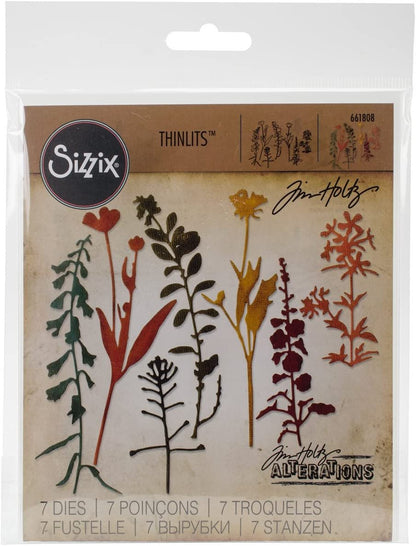 Sizzix Thinlits Die Set 661808, Wildflowers 2 by Tim Holtz, Multi Color, One Size