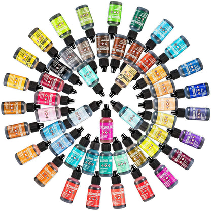 Ranger Tim Holtz Alcohol Ink Set, 24 Pack (Assorted Colors) .5oz | Alcohol Ink Blending Solution | Premium Brush Set for Alcohol Ink Paper | 1 Mini Spray Bottle