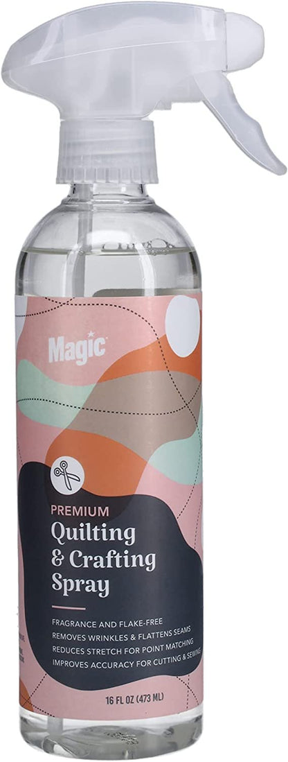 Magic Premium Quilting Crafting Spray Bottle – Fabric Spray for Cutting, Creasing, and Sewing Wrinkle Spray (16oz Trigger)