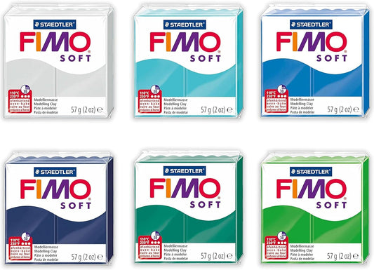FIMO Staedtler Soft Polymer Oven Modelling Clay - Cool Tones - Set of 6