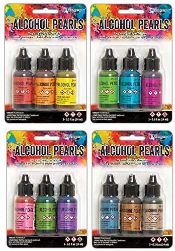 Ranger Alcohol Ink Pearls Bundle: 3-Packs of 0.5fl oz Each - Sets 01-04 (12 Colors Total)