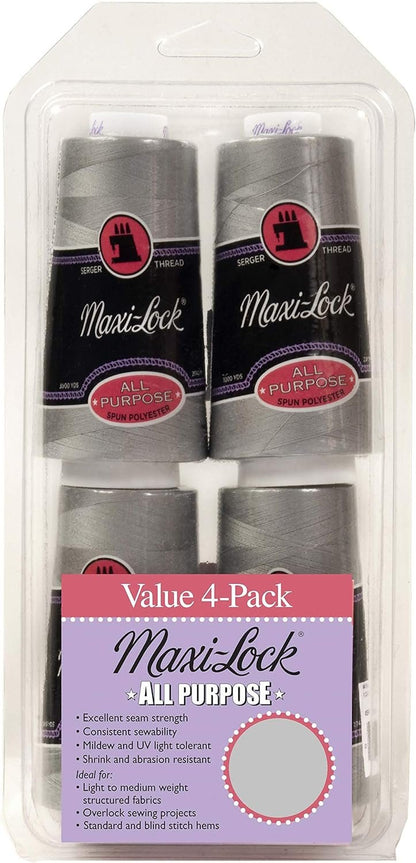 American & Efird 524 Maxi-Lock All Purpose Value Thread Spool Pack, Onе Paсk, Light Grey, 4 Ounce