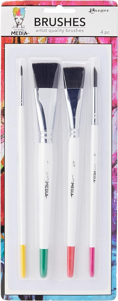 Ranger MDA55761 Brushes 4/Pk Round 3, Fine Point 6, Flat .75" & 1"